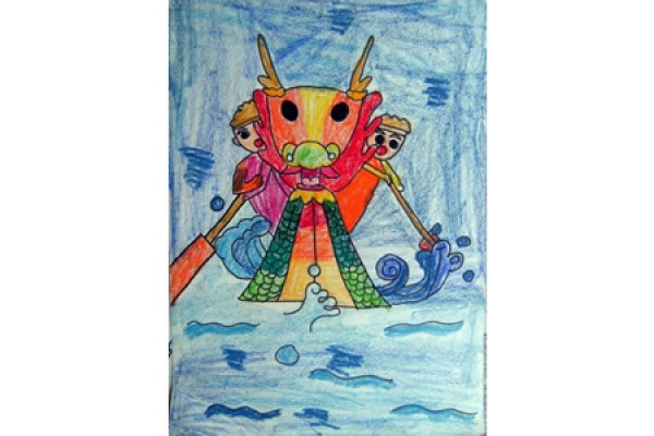 Dragon Boat Festival Childrens Drawing-Lets row dragon boats together