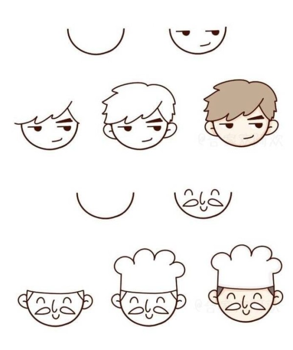 Step by step drawing of cartoon boy avatar