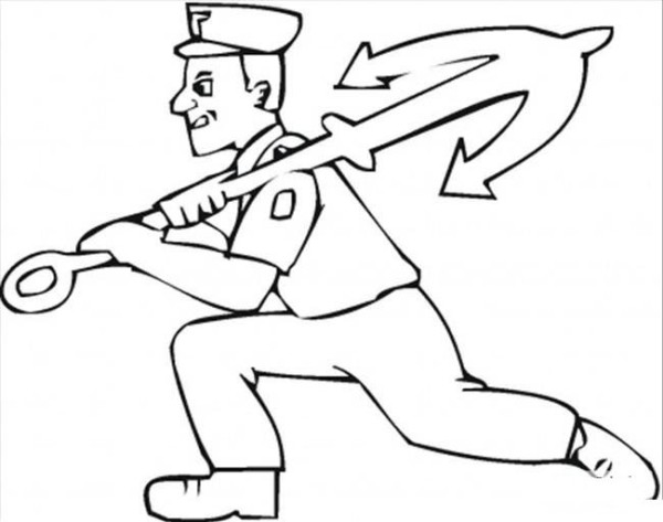 Simple drawing of a naval soldier holding an anchor