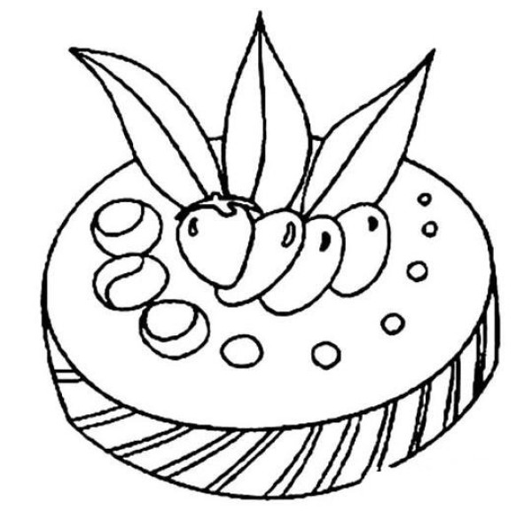 How to draw fruit strawberry cake for children