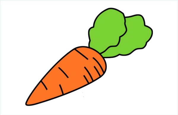 Carrot simple drawing steps and coloring tutorial