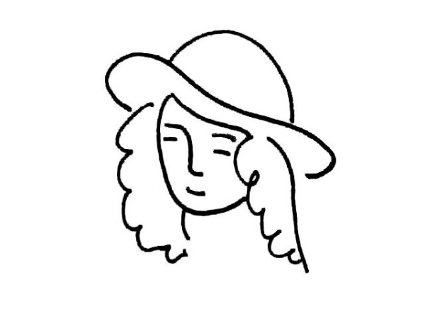 Simple drawing of a girl wearing a hat