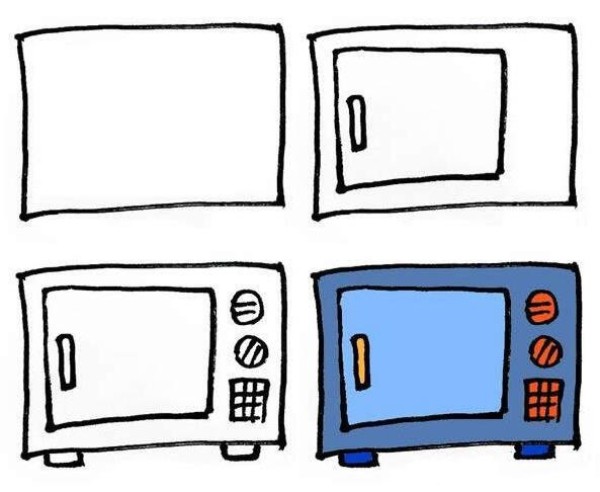 How to draw a household microwave oven