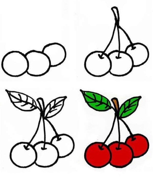 Simple drawing of bright cherries