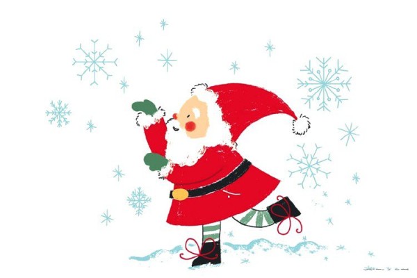 Childlike and cute illustration of Santa Claus