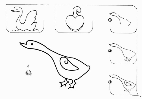 How to draw a goose with a long neck