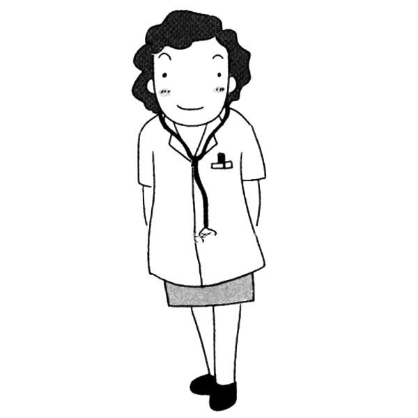 Simple strokes of female doctor