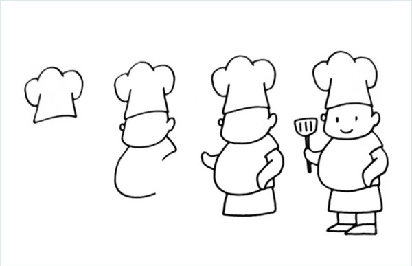 Fat chef chefs simple drawing picture contains steps