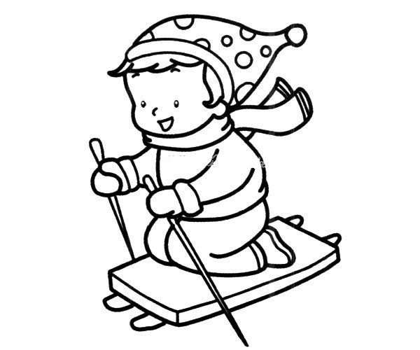 little boy sledding