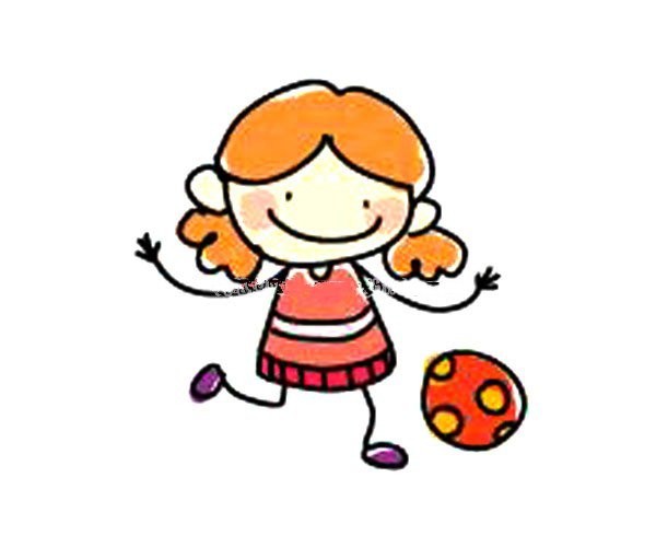 Simple and easy to draw pictures of colorful little girls