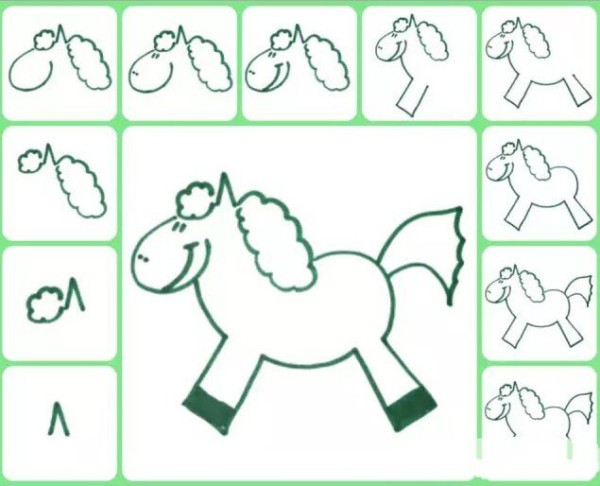 Simple drawing tutorial for children. How to draw a pony in simple strokes.