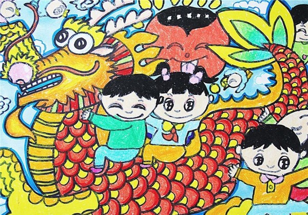 Dragon Boat Festival childrens painting-happy Dragon Boat Festival