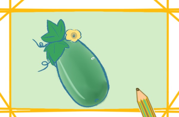 Simple drawing of beautiful green winter melon