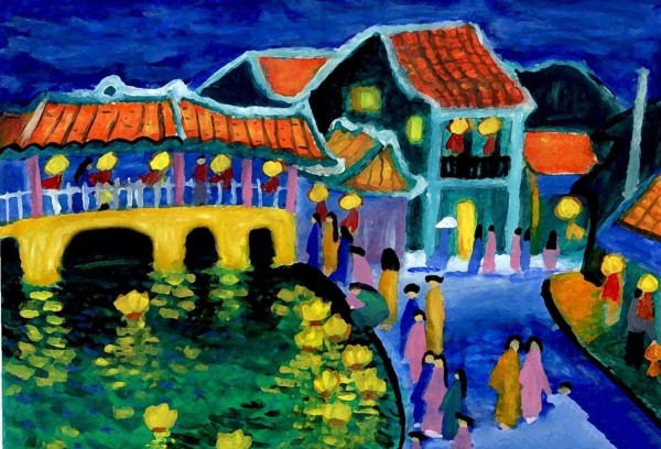 Lantern Festival on August 15th for sixth grade Mid-Autumn Festival painting