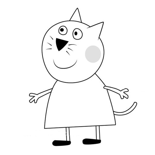 Peppa Pig and Candy the Kitten Simple Drawing