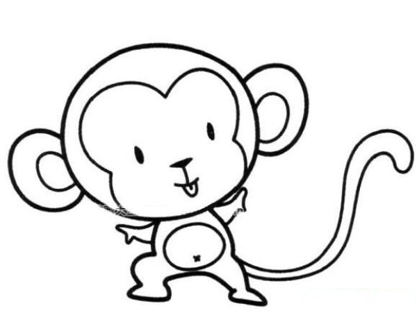 Cartoon little monkey simple strokes