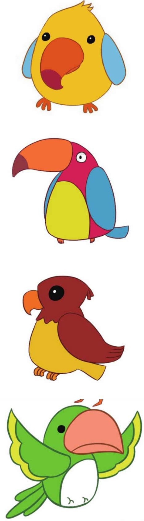 How to draw a good-looking cartoon parrot