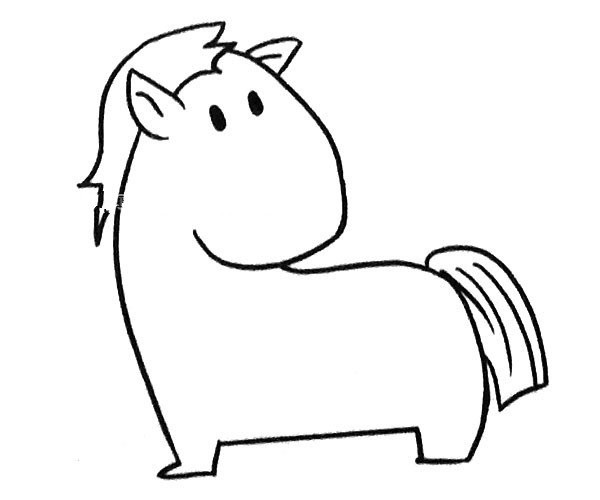 Six simple drawing pictures of cute cartoon pony