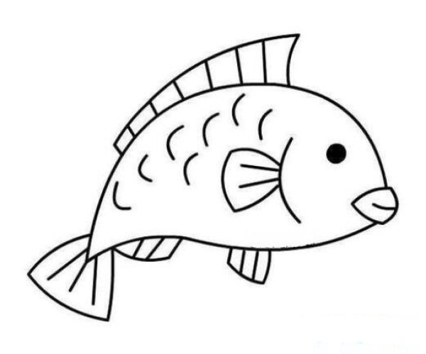 Childrens simple drawing of carp