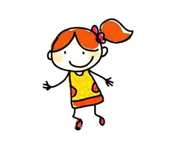 Simple and easy to draw pictures of colorful little girls