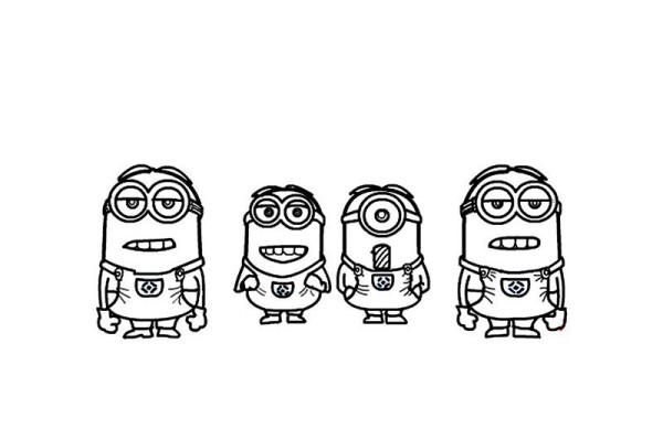 Complete collection of simple strokes of Minions