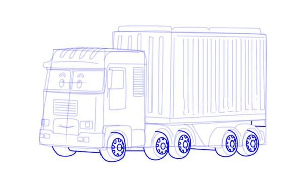 Police car Perley truck Terry simple drawing