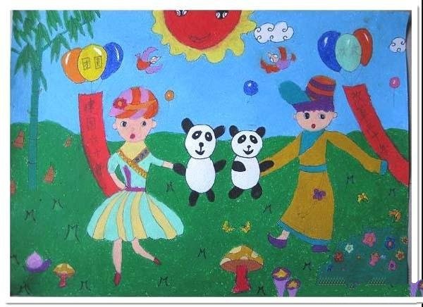 Childrens drawings for National Day: singing and dancing