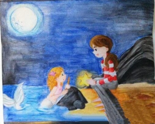 Meeting a Mermaid Watercolor Childrens Painting Exhibition