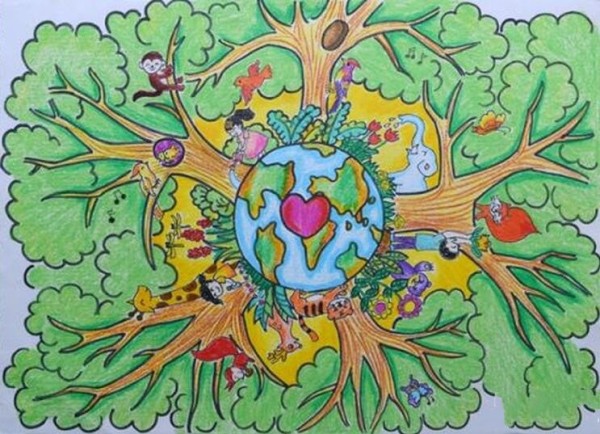 Let the world be full of green primary school students’ Arbor Day drawing pictures