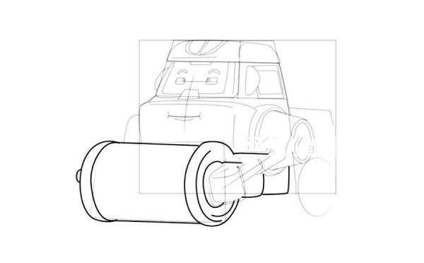 Police Car Purley Steamroller Max Simple Drawing