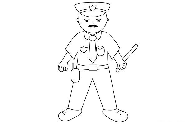 How to draw a handsome policeman in simple strokes