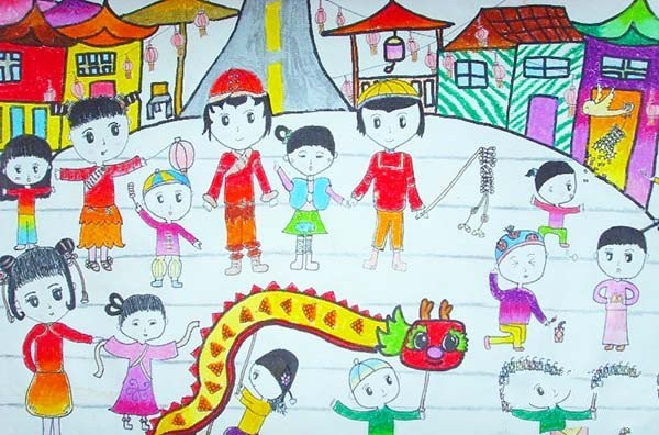 Children’s paintings to celebrate the Lantern Festival in 2017 and watch the lanterns