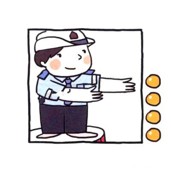 Draw a traffic policeman in four steps