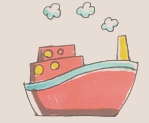 Simple drawing of a colorful ship