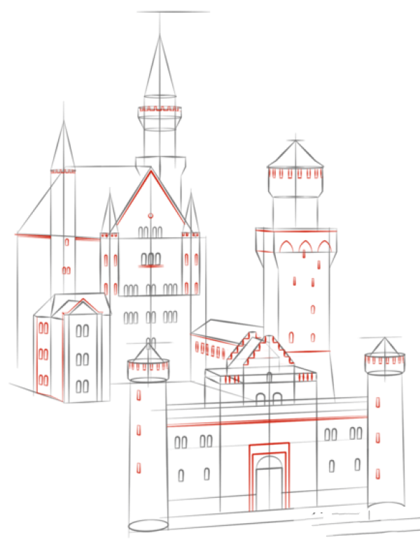 How to Draw Neuschwanstein Castle