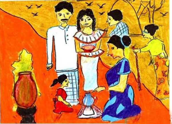 Foreign childrens award-winning paintings - New Year traditions