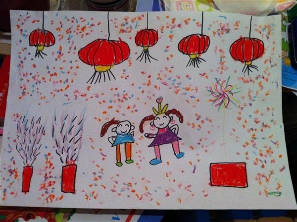 childrens drawing lively fireworks