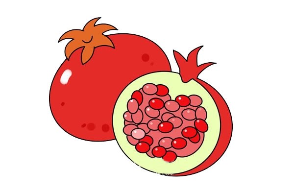 How to draw a peeled pomegranate