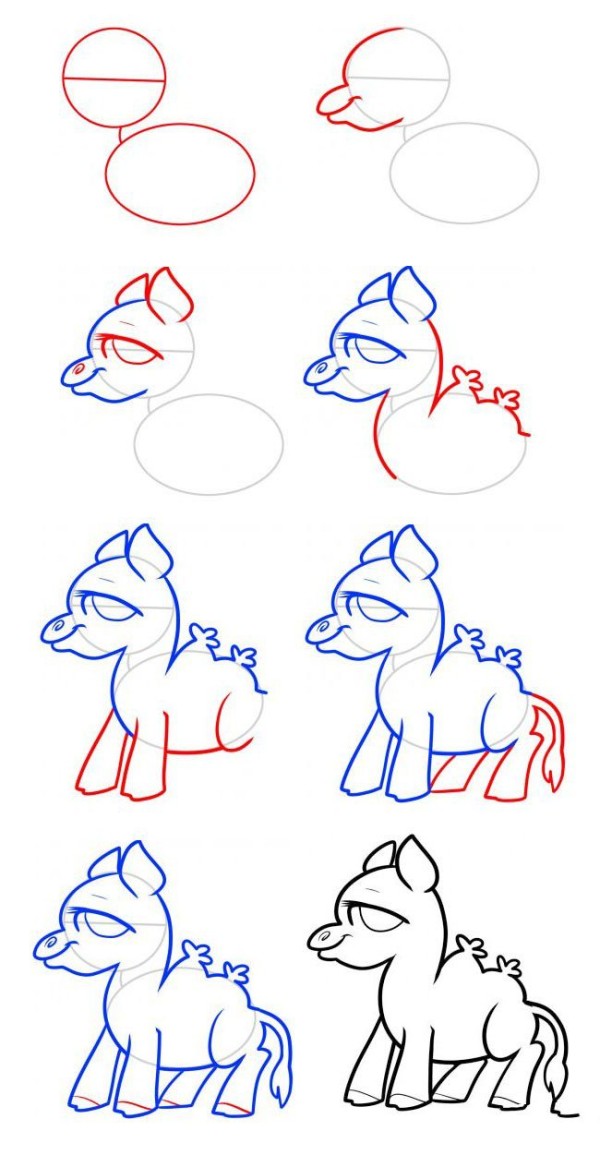 Simple drawing tutorial, step by step drawing of camel