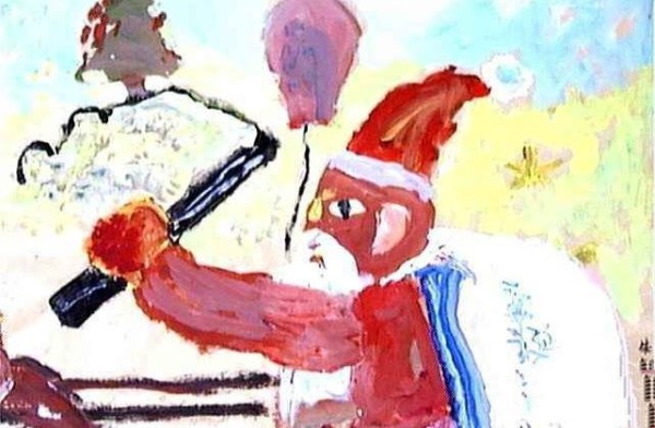 Childrens prints Santa Claus driving his sleigh