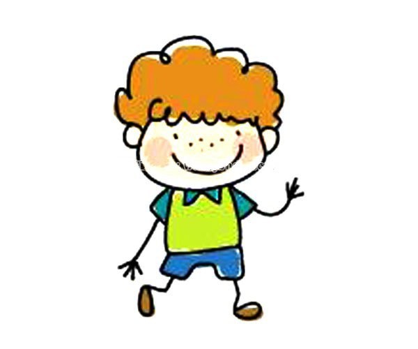 Simple and easy-to-learn colorful little boy drawing pictures