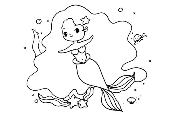 Beautiful and cute little mermaid simple drawing tutorial