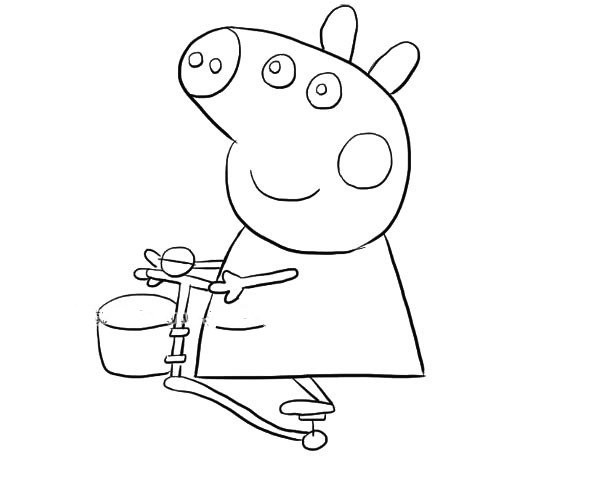 Learn to draw Peppa Pig riding a bicycle step by step