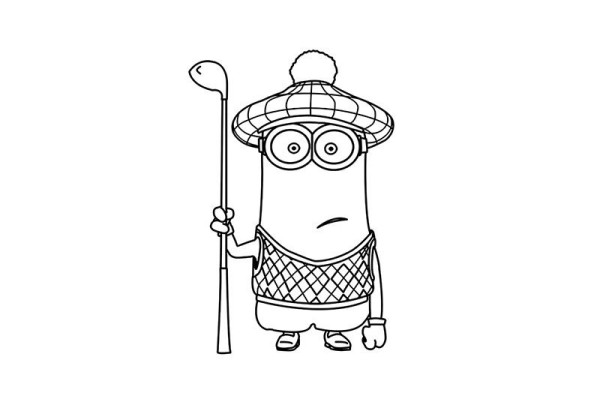 Three simple drawings of Minion Kevin