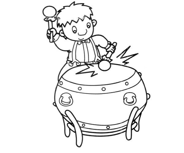 Little boy playing drums