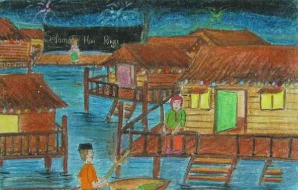 Appreciation of foreign childrens paintings-Malay New Year