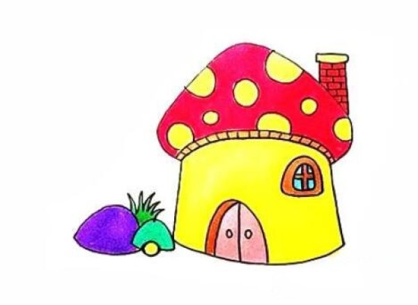 How to draw a cartoon mushroom house