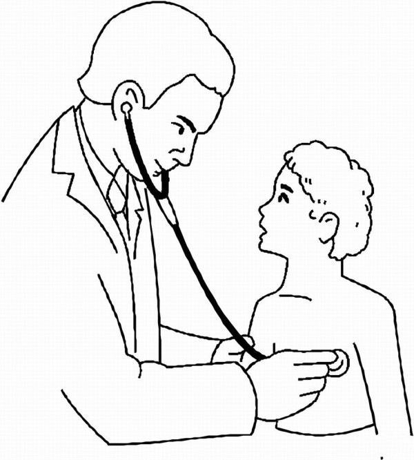 Simple drawing of auscultation doctor