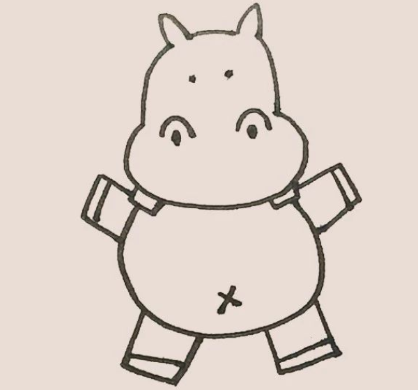 Simple drawing of hippopotamus