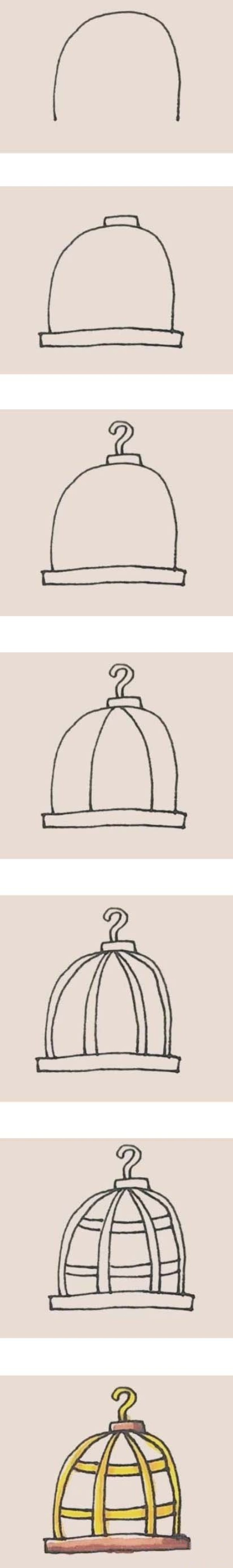 Simple and beautiful birdcage sketch